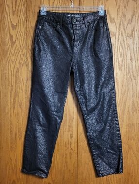 Old Navy Shimmery Black High-Rise OG Straight Jeans Size 6